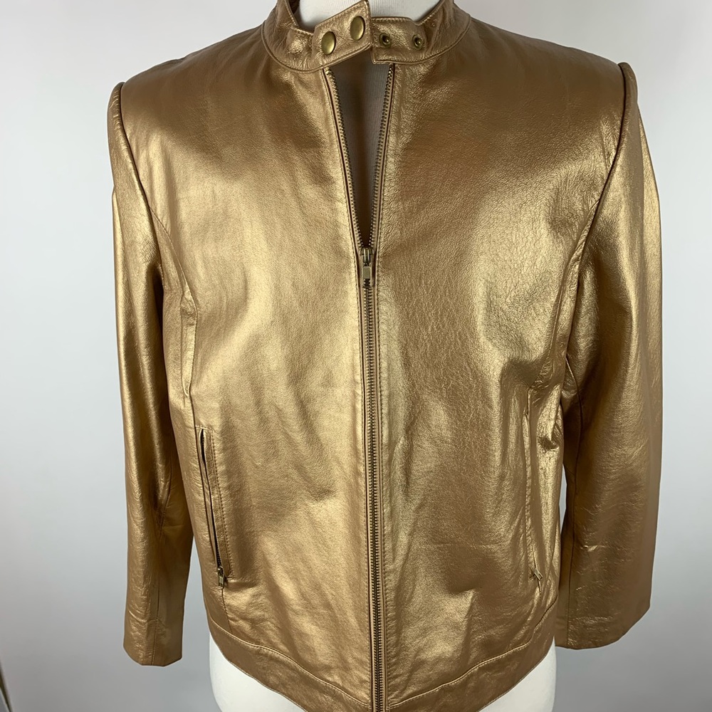 Terry Lewis Woman’s Size L Gold Leather Jacket